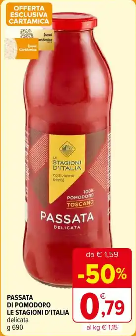Iperal PASSATA DI POMODORO LE STAGIONI D'ITALIA delicata g 690 offerta