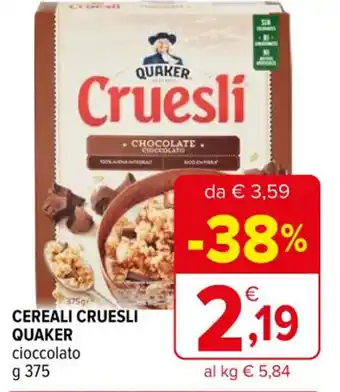 Iperal CEREALI CRUESLI QUAKER cioccolato g 375 offerta