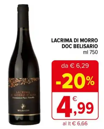 Iperal LACRIMA DI MORRO DOC BELISARIO ml 750 offerta