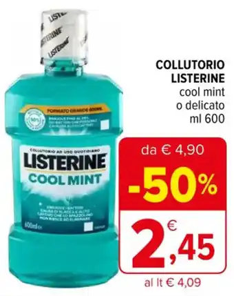 Iperal COLLUTORIO LISTERINE cool mint o delicato ml 600 offerta