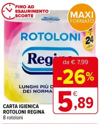 Iperal CARTA IGIENICA ROTOLONI REGINA 8 rotoloni offerta