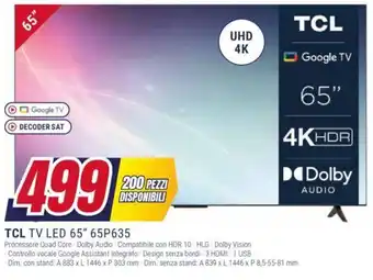 Trony TCL TV LED 65" 65P635 offerta