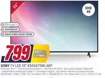 Trony SONY TV LED 55" KD55X75WLAEP offerta