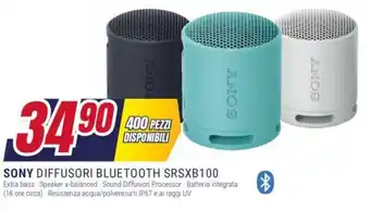 Trony SONY DIFFUSORI BLUETOOTH SRSXB100 offerta