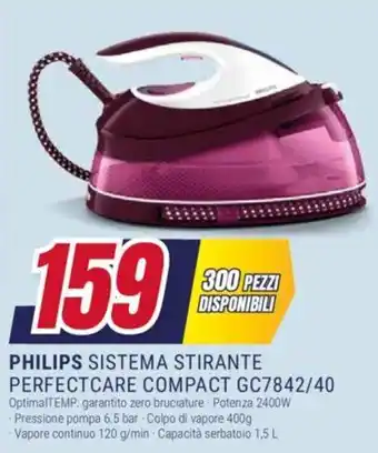 Trony PHILIPS SISTEMA STIRANTE PERFECTCARE COMPACT GC7842/40 offerta
