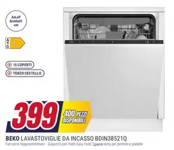 Trony BEKO LAVASTOVIGLIE DA INCASSO BDIN38521Q offerta