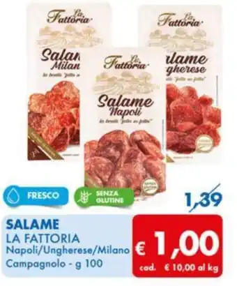 MD Discount SALAME LA FATTORIA Napoli/Ungherese/Milano Campagnolo - g 100 offerta