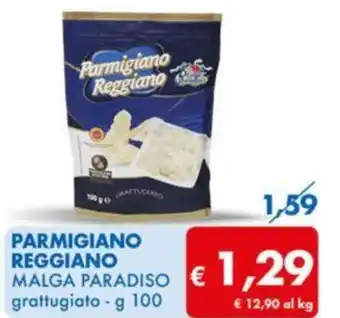 MD Discount PARMIGIANO REGGIANO MALGA PARADISO grattugiato - g 100 offerta