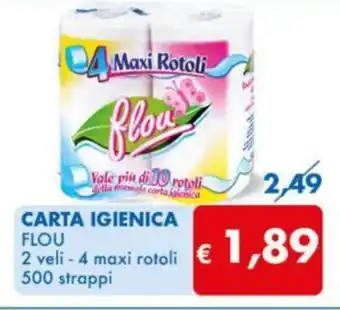 MD Discount CARTA IGIENICA FLOU 2 veli - 4 maxi rotoli 500 strappi offerta