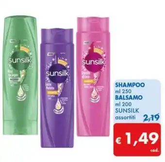 MD Discount SHAMPOO ml 250 BALSAMO ml 200 SUNSILK assortiti offerta