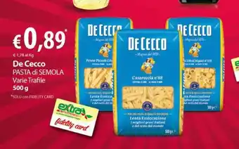 Extra Supermercati DE CECCO Pasta di Semola 500 g offerta