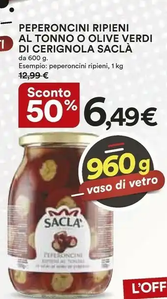 Coop Saclà Peperoncini Ripieni Al Tonno O Olive Verdi Di Cerignola offerta