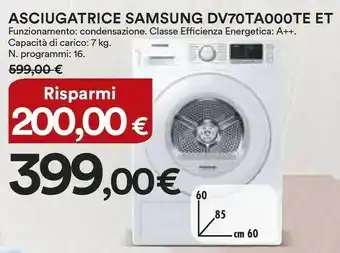 Coop Samsung Asciugatrice DV70TA000TE ET offerta