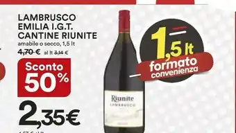 Coop Cantinè Riunite Lambrusco Emilia I.G.T Amabile O Secco offerta