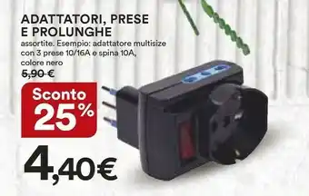 Poly Pool Adattatore Multisize Con Spina 10A Prese Pluristandart Nero