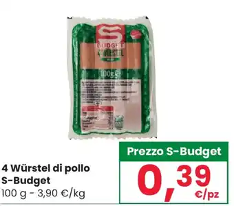 Interspar 4 Würstel di pollo S-Budget 100 g offerta