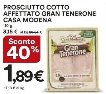 Coop Casa Modena Teneroni Prosciutto Cotto Di Alta Qualità 110 G(ml) offerta