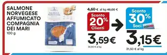 Coop Compagnia dei mari Salmone Norvegese Affumicato 100 G offerta
