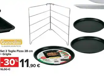 Carrefour Guardini Set 3 Teglie Pizza 28 Cm + Griglia offerta