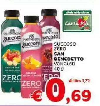 Crai SUCCOSO ZERO SAN BENEDETTO Vari Gusti 40 cl offerta