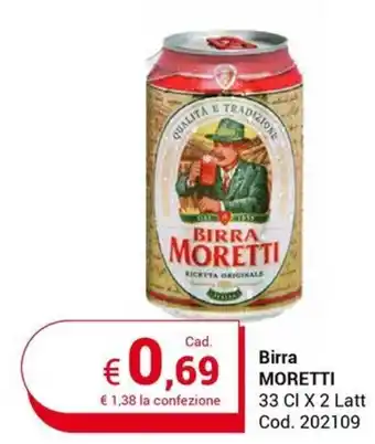 Centro Cash Birra MORETTI 33 CI X 2 Latt offerta