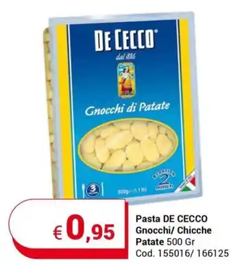 Centro Cash Pasta DE CECCO Gnocchi/ Chicche Patate 500 Gr offerta
