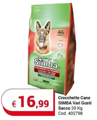 Centro Cash Crocchette Cane SIMBA Vari Gusti Sacco 20 Kg offerta