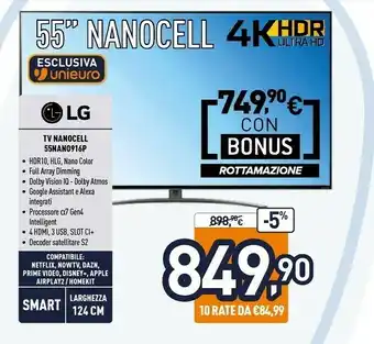 Unieuro Disney LG 55NANO916PA TV 139,7 Cm (55") 4K Ultra HD Smart TV Wi-Fi Nero offerta
