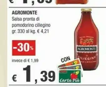 Crai Agromonte Salsa Pronta Di Pomodorino Ciliegino Bio 330 G(ml) offerta