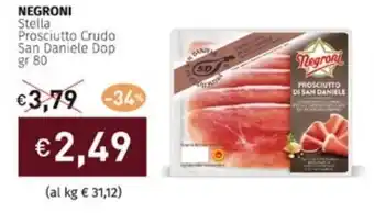 Prezzemolo e Vitale NEGRONI Stella Prosciutto Crudo San Daniele Dop gr 80 offerta
