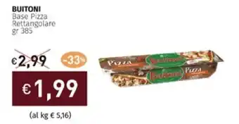 Prezzemolo e Vitale BUITONI Base Pizza Rettangolare gr 385 offerta