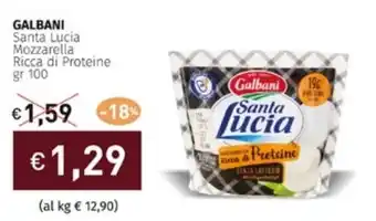 Prezzemolo e Vitale GALBANI Santa Lucia Mozzarella Ricca di Proteine gr 100 offerta