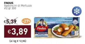 Prezzemolo e Vitale FINDUS Bastoncini di Merluzzo x12 gr 300 offerta
