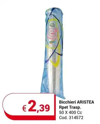 Centro Cash Bicchieri ARISTEA Rpet Trasp. 50 X 400 Cc offerta