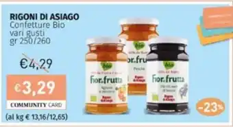 Prezzemolo e Vitale RIGONI DI ASIAGO Confetture Bio vari gusti gr 250/260 offerta