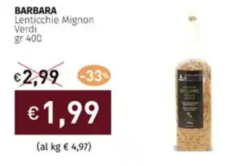 Prezzemolo e Vitale BARBARA Lenticchie Mignon Verdi gr 400 offerta