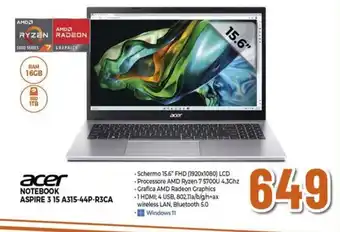 Expert acer NOTEBOOK ASPIRE 3 15 A315-44P-R3CA offerta