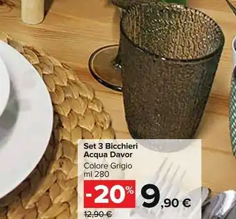 Carrefour Market Set 3 Bicchieri Acqua Davor offerta