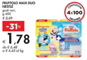 Bennet FRUTTOLO MAXI DUO NESTLÉ gusti vari, g 400 offerta