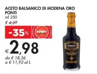 Bennet ACETO BALSAMICO DI MODENA ORO PONTI ml 250 offerta