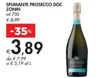 Bennet SPUMANTE PROSECCO DOC ZONIN ml 750 offerta