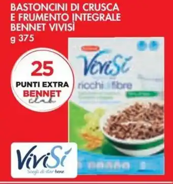 Bennet BASTONCINI DI CRUSCA E FRUMENTO INTEGRALE BENNET VIVISI g 375 offerta