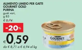 Bennet ALIMENTO UMIDO PER GATTI GOURMET GOLD PURINA gusti vari, g 85 offerta