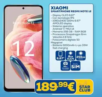 Euronics XIAOMI SMARTPHONE REDMI NOTE 12 offerta