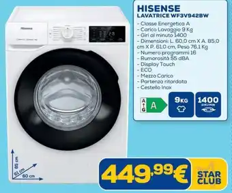 Euronics HISENSE LAVATRICE WF3V942BW offerta