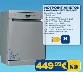 Euronics HOTPOINT ARISTON LAVASTOVIGLIE HFC 3C26 CW X offerta