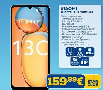 Euronics XIAOMI SMARTPHONE REDMI 13C offerta