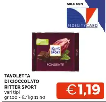 Mercatò TAVOLETTA DI CIOCCOLATO RITTER SPORT vari tipi gr.100 offerta