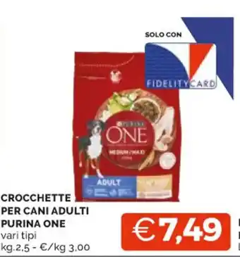 Mercatò CROCCHETTE PER CANI ADULTI PURINA ONE vari tipi kg.2.5 offerta