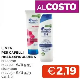 Mercatò LINEA PER CAPELLI HEAD&SHOULDERS balsamo ml.220 offerta